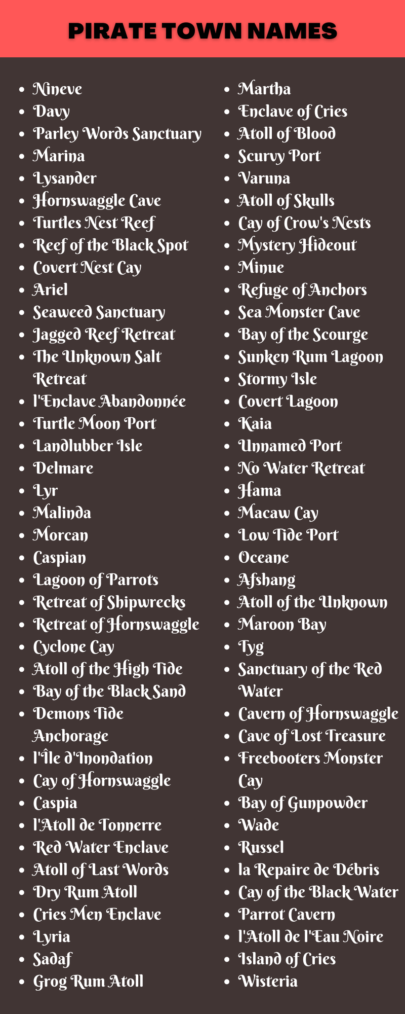 Pirate Town Names