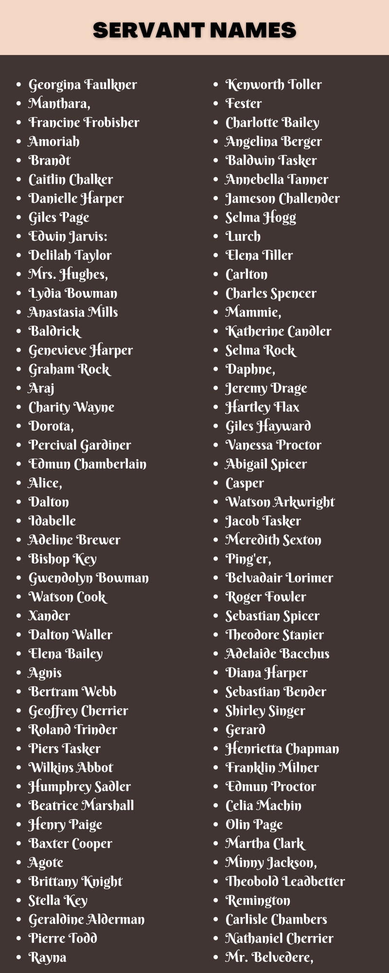 Servant Names