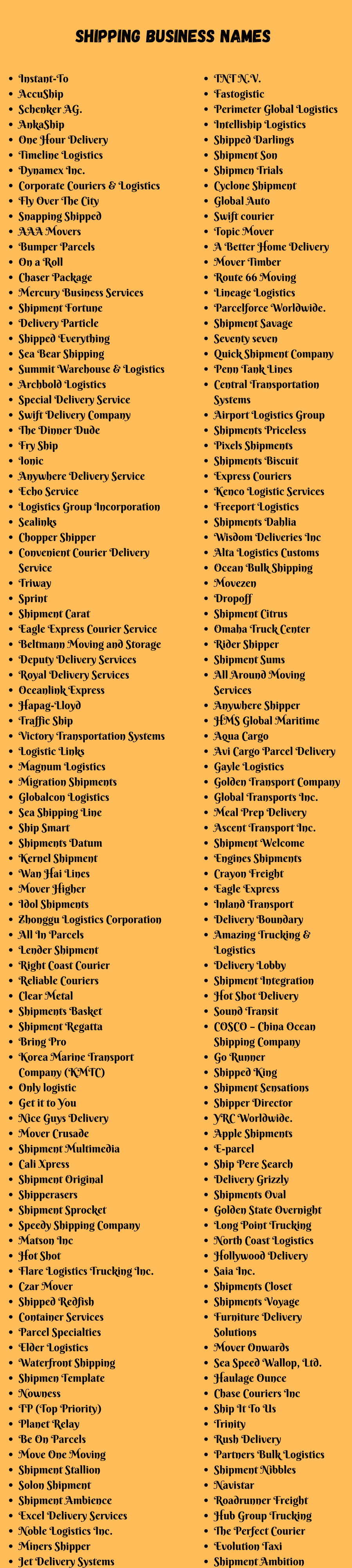 Shipping Business Names