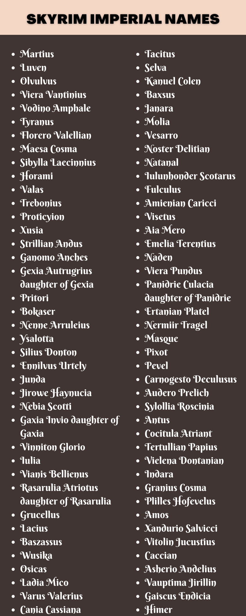 Skyrim Imperial Names