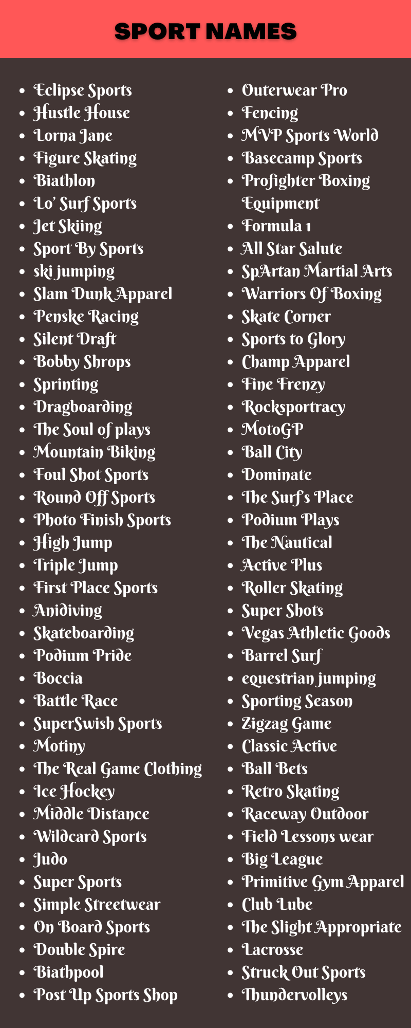 Sport Names