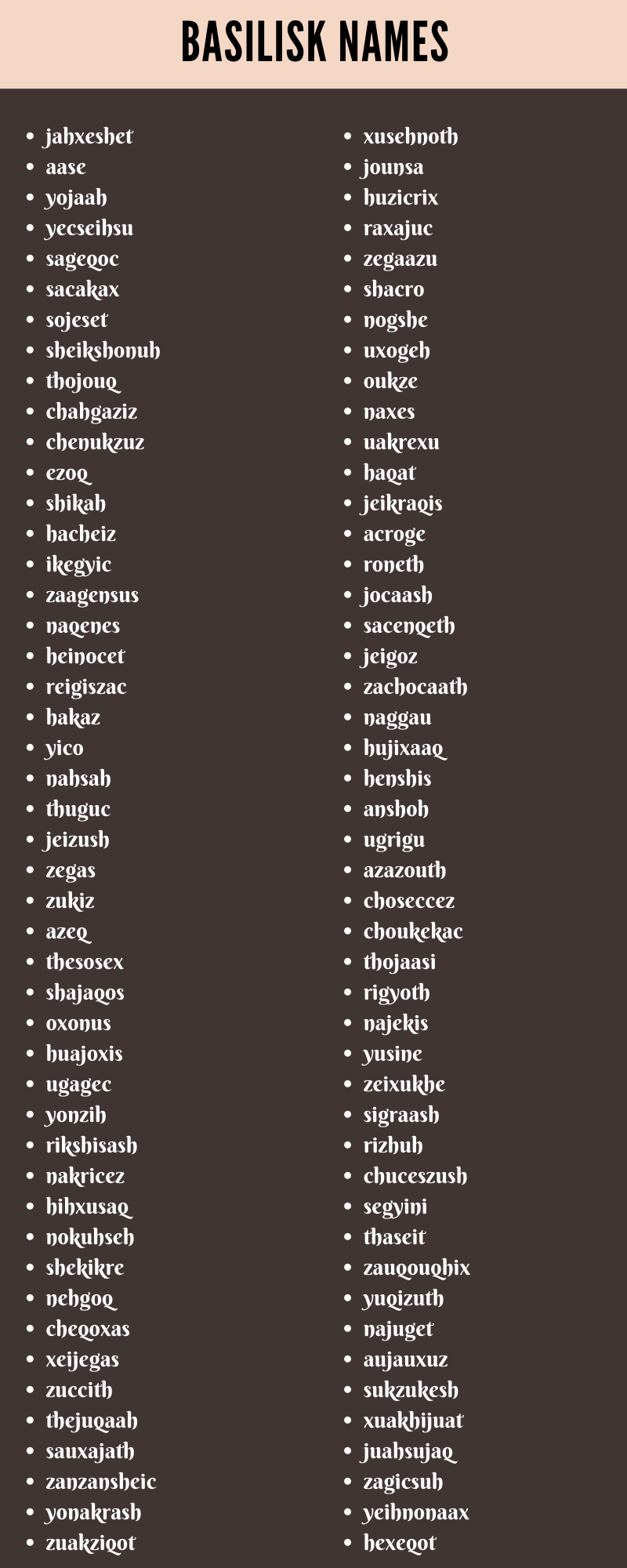 Basilisk Names
