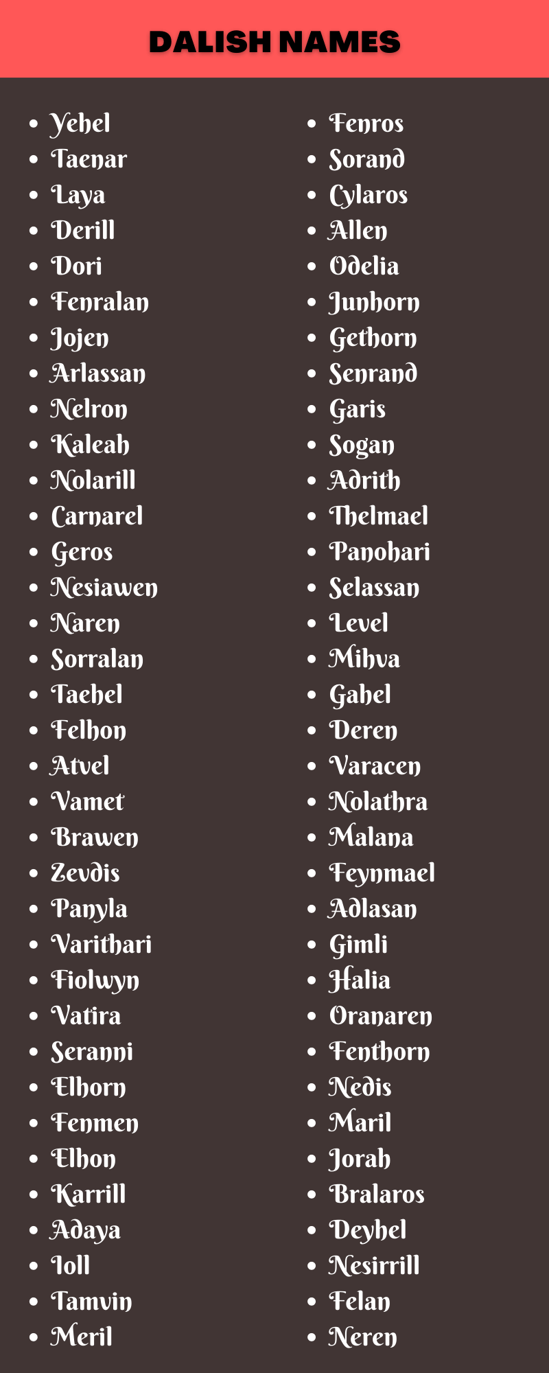 Dalish Names