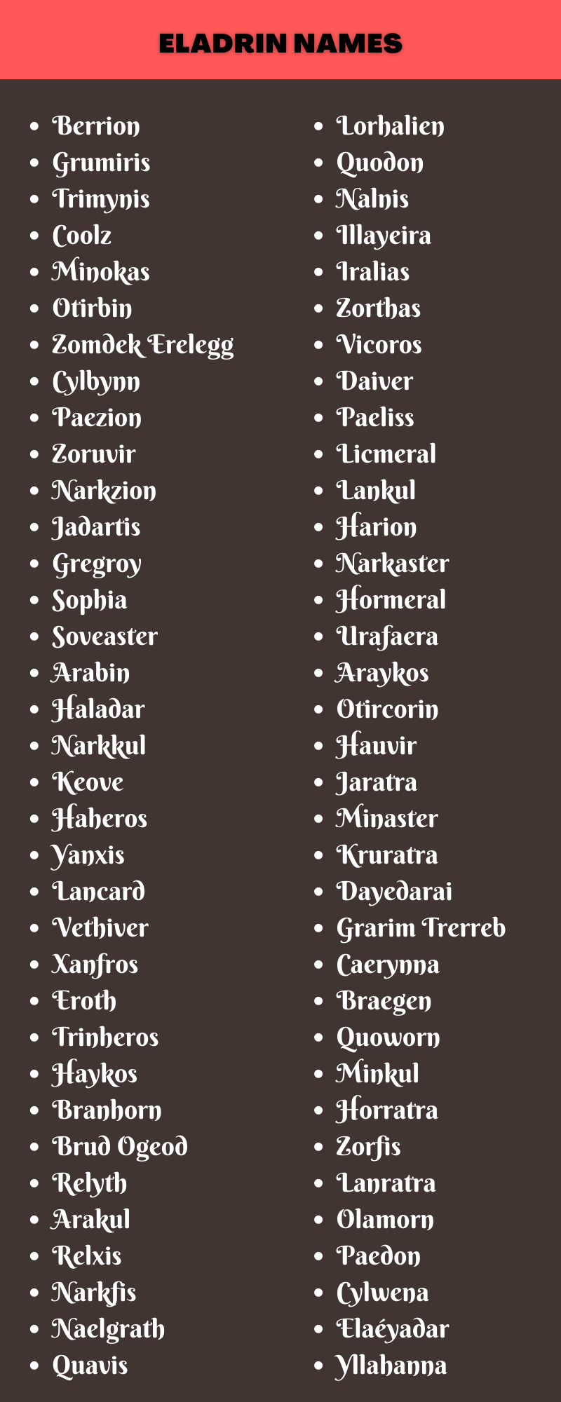 Eladrin Names