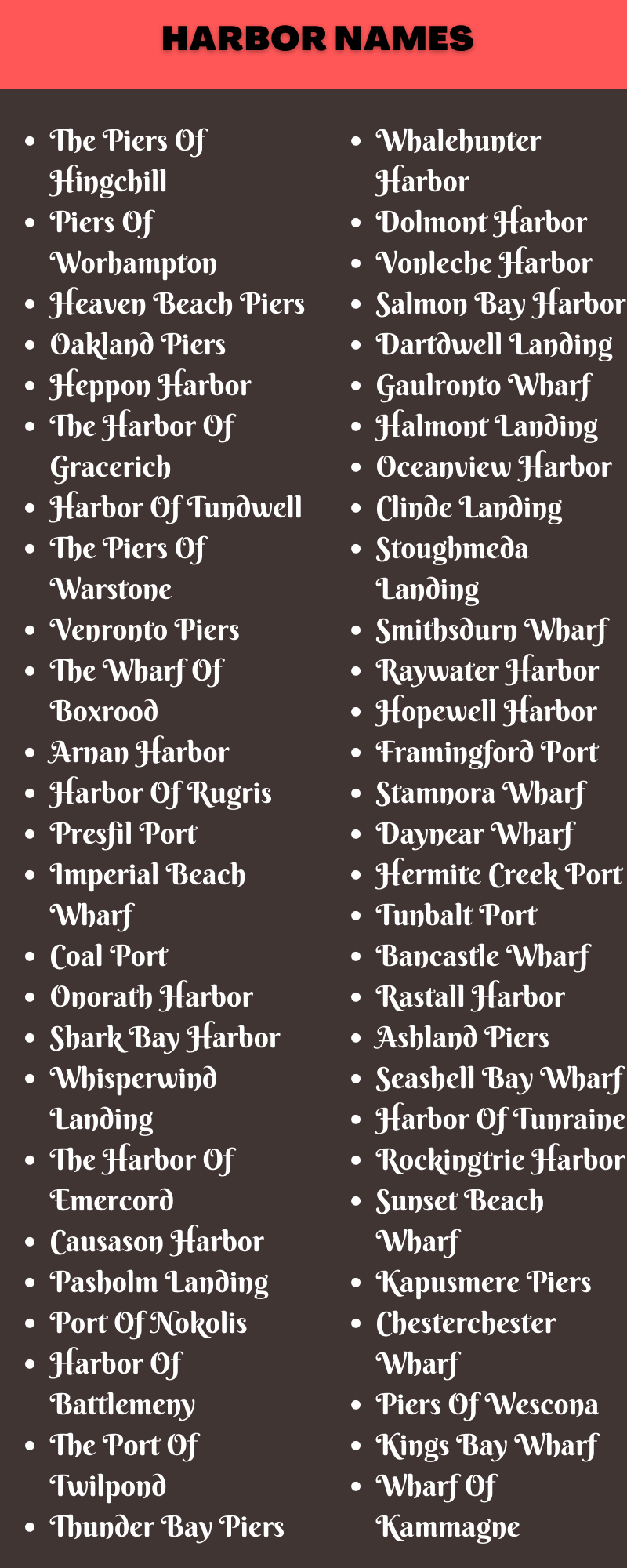 Harbor Names