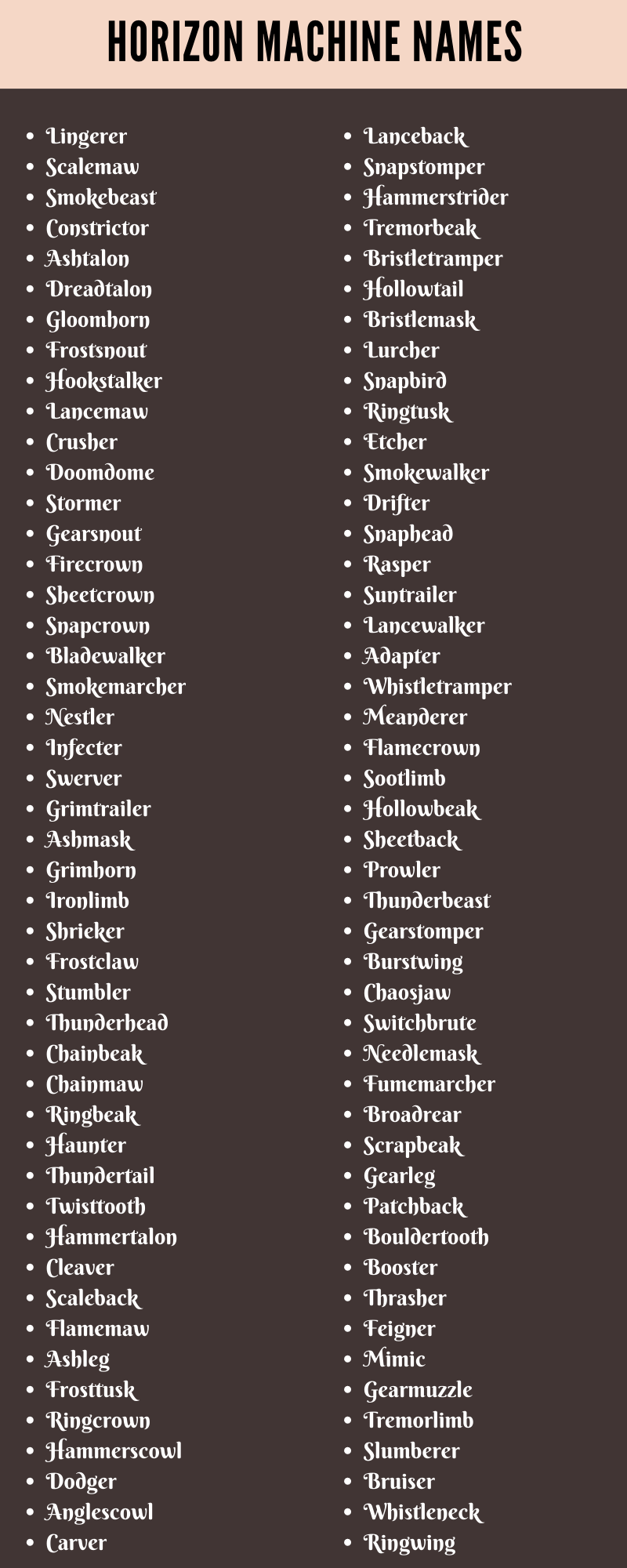 Horizon Machine Names