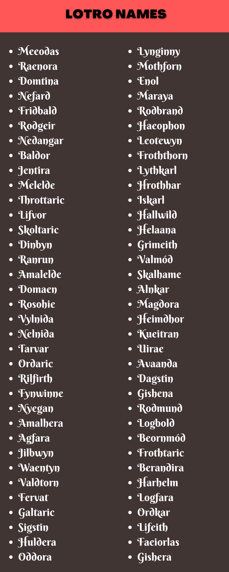 Lotro Names