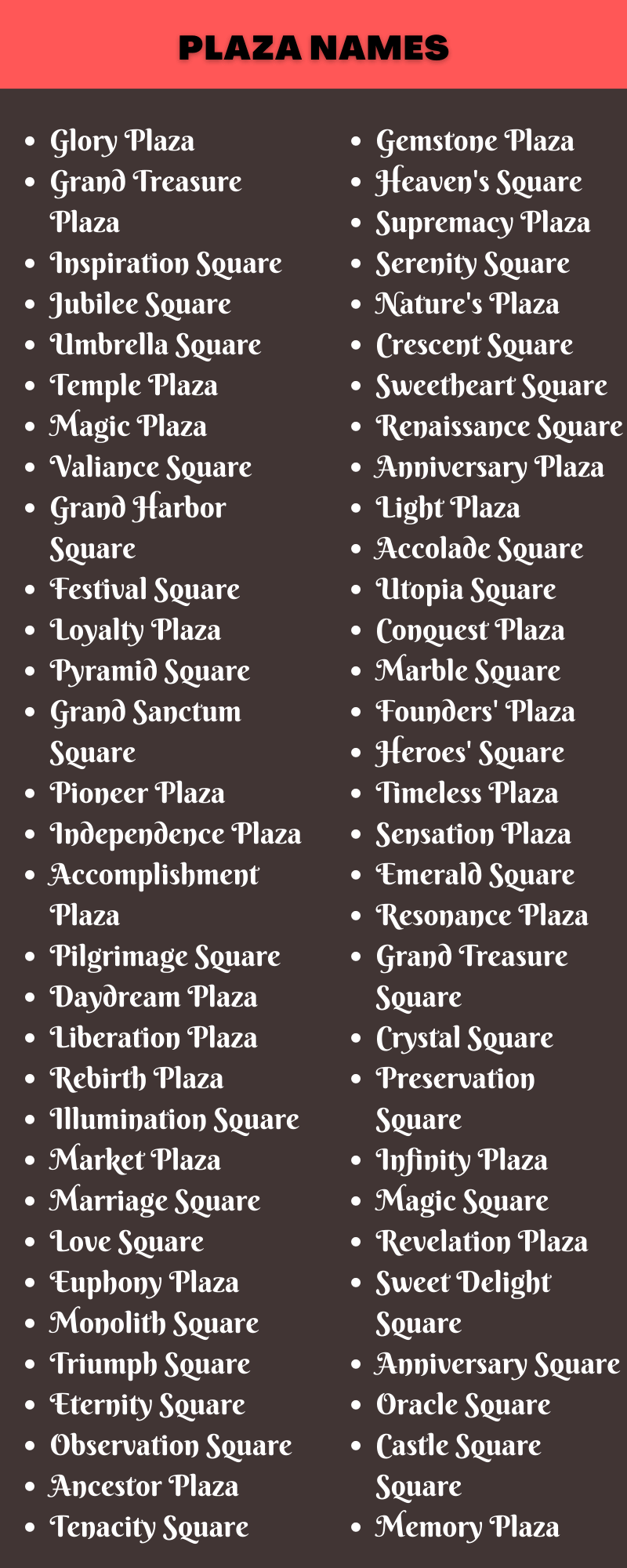 Plaza Names
