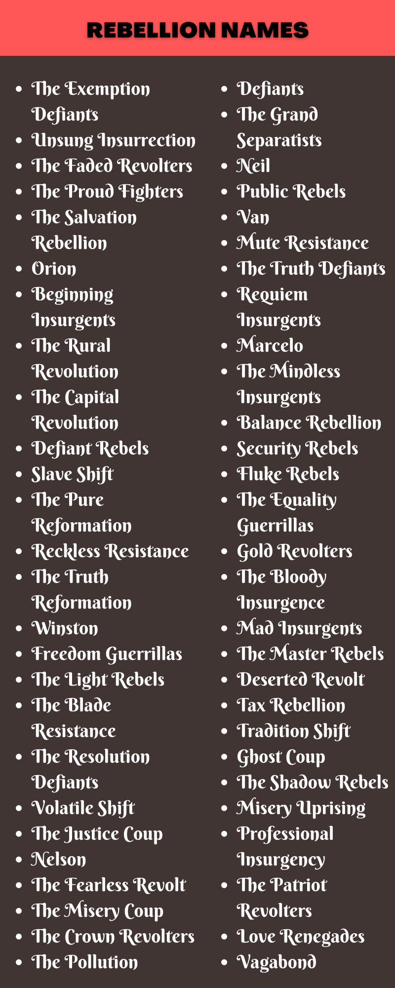 Rebellion Names