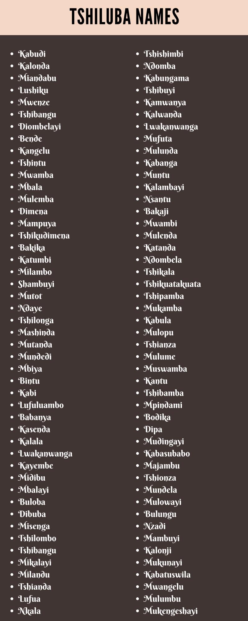 Tshiluba Names