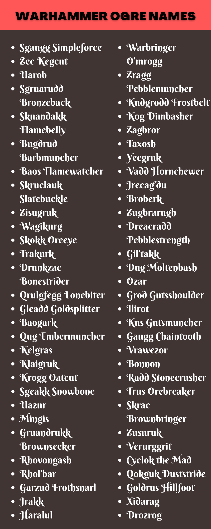 Warhammer Ogre Names
