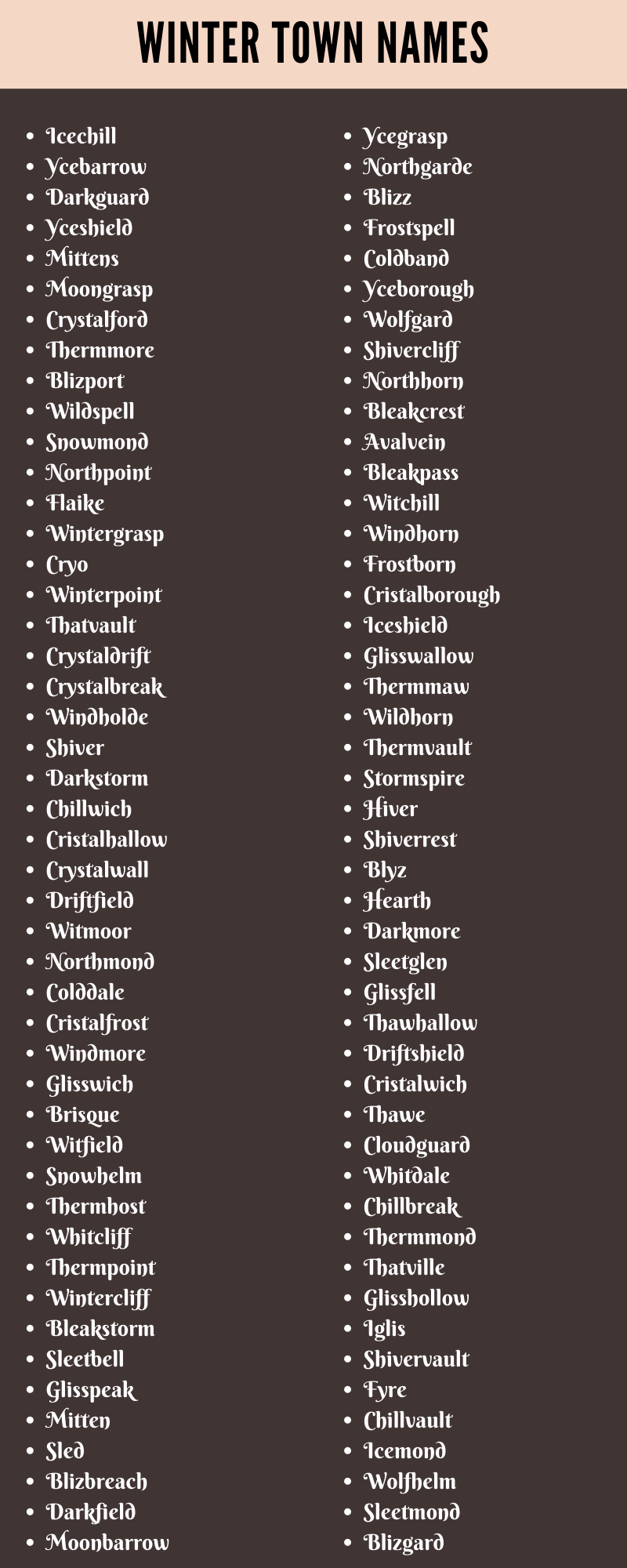 Winter Town Names