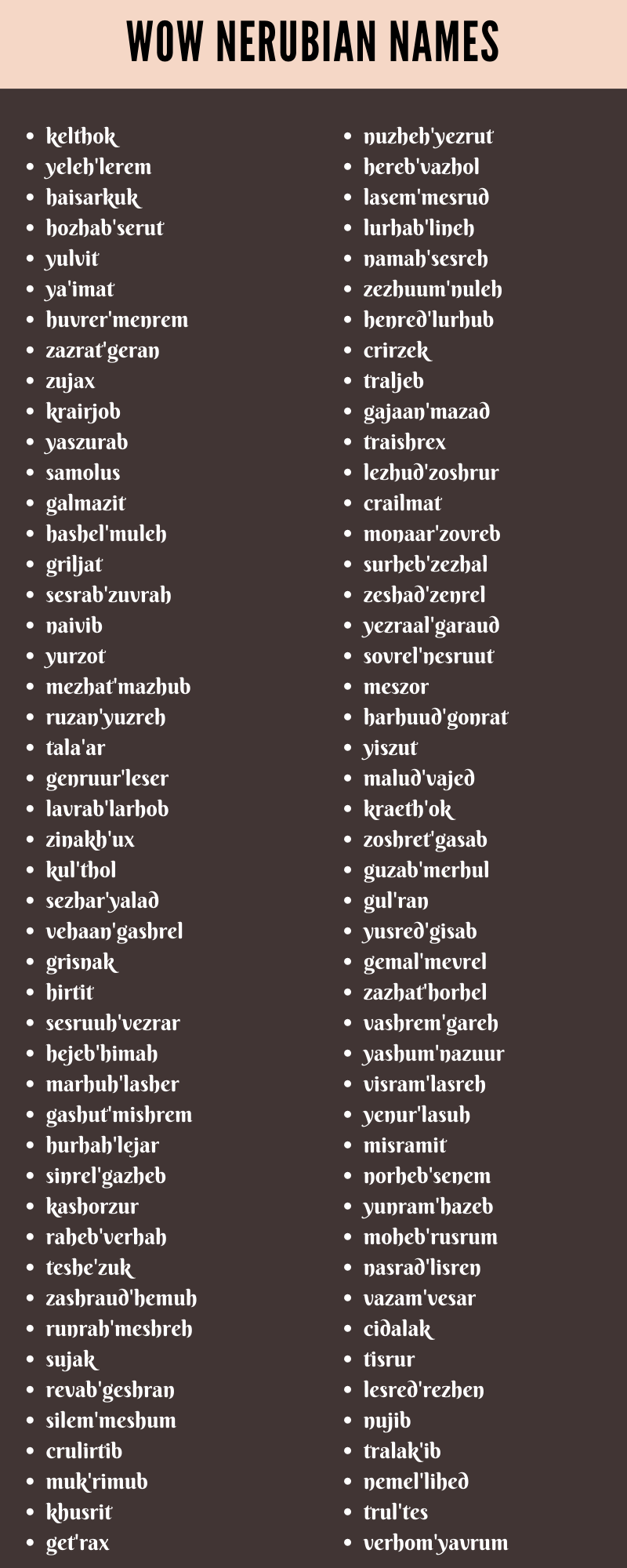 Wow Nerubian Names