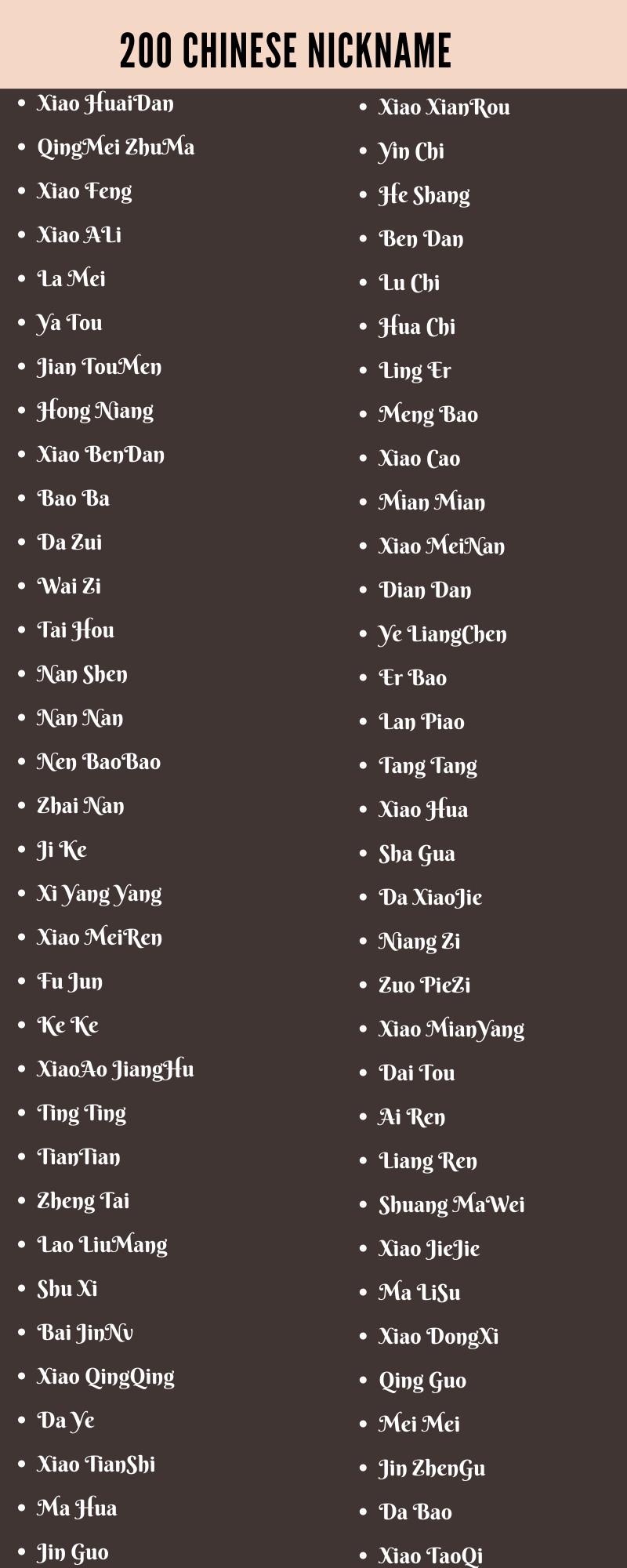 chinese nickname