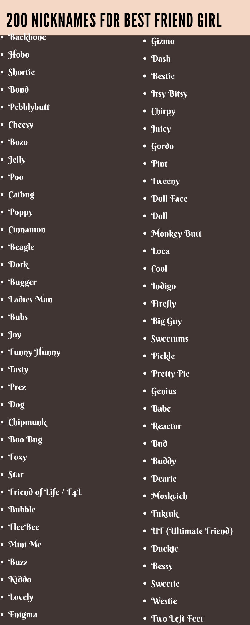 nicknames for best friend girl