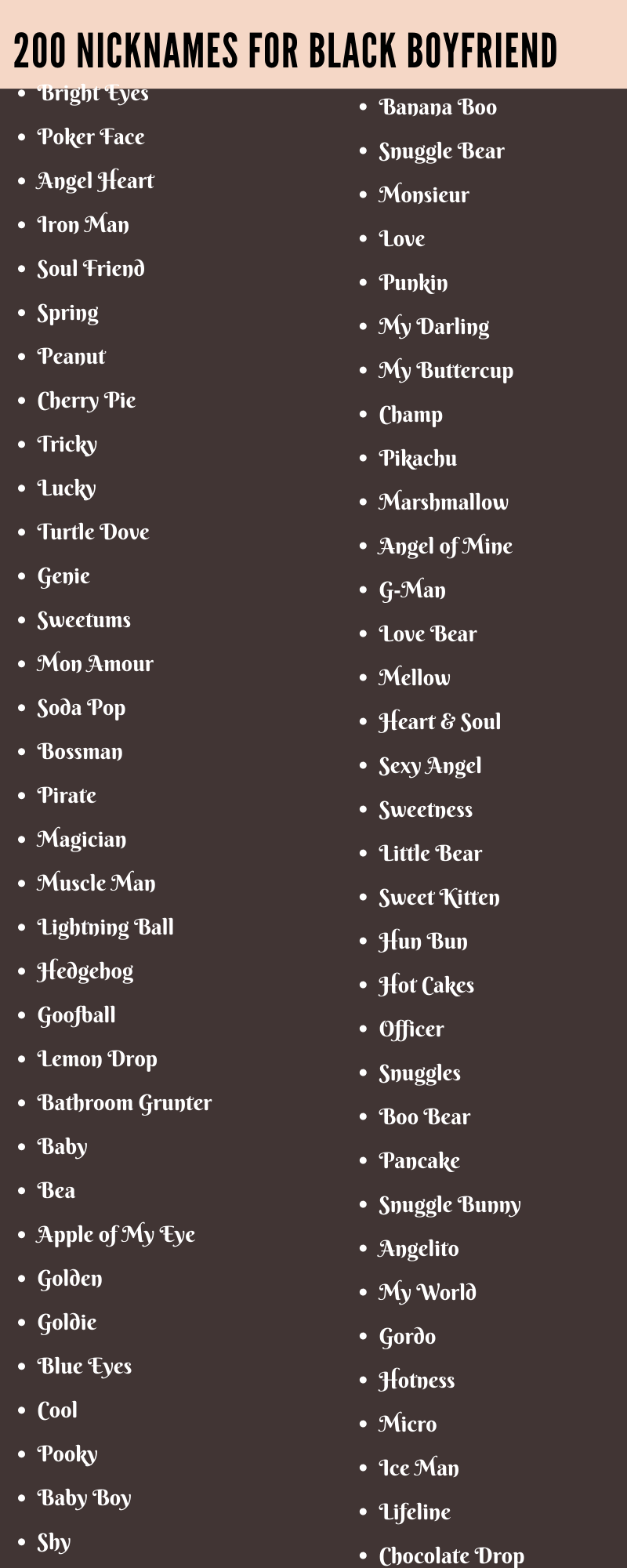 nicknames for black boyfriend