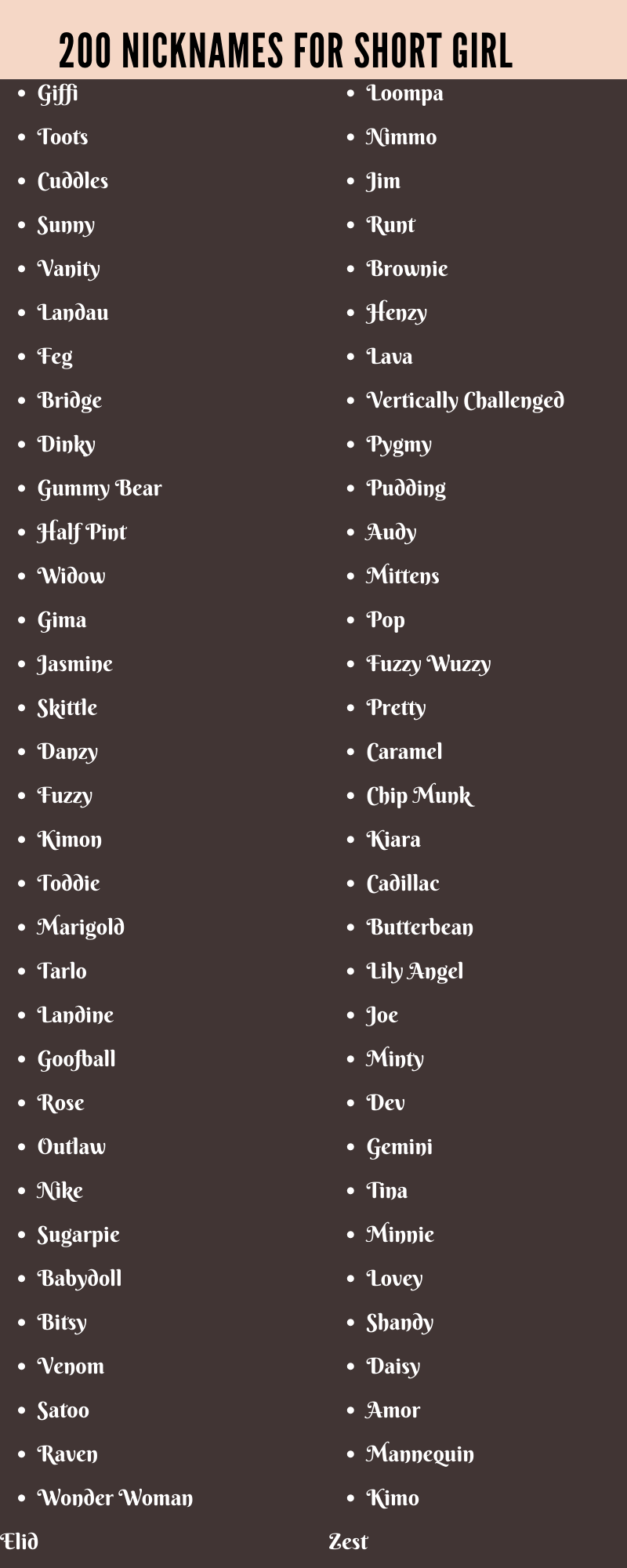  nicknames for short girl