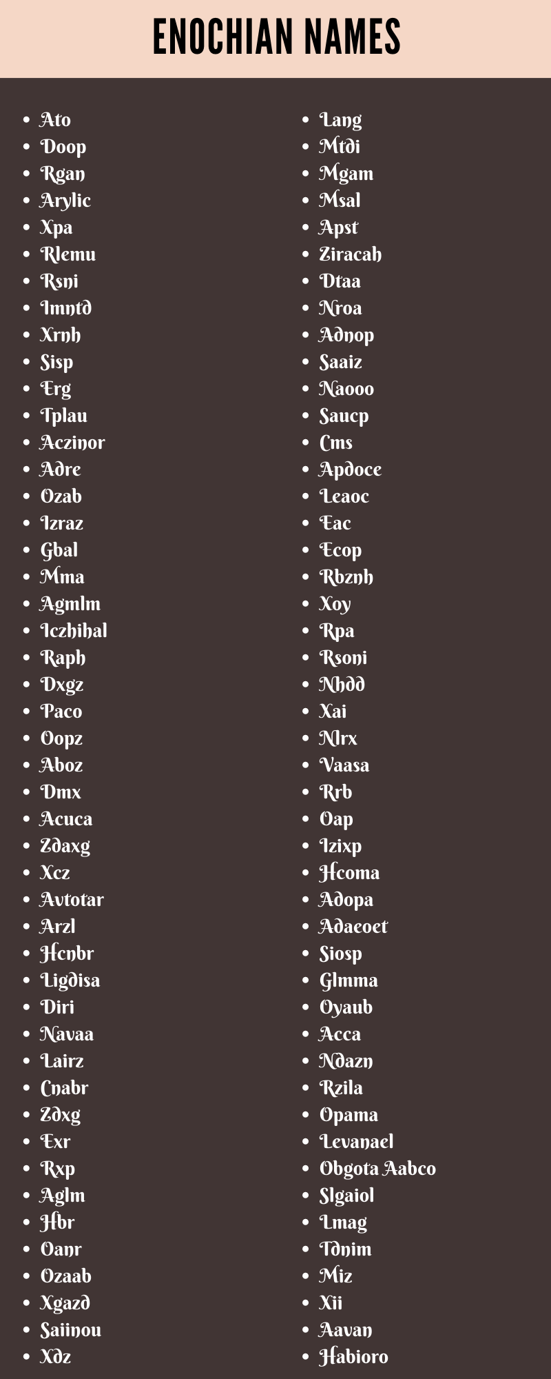 Enochian Names