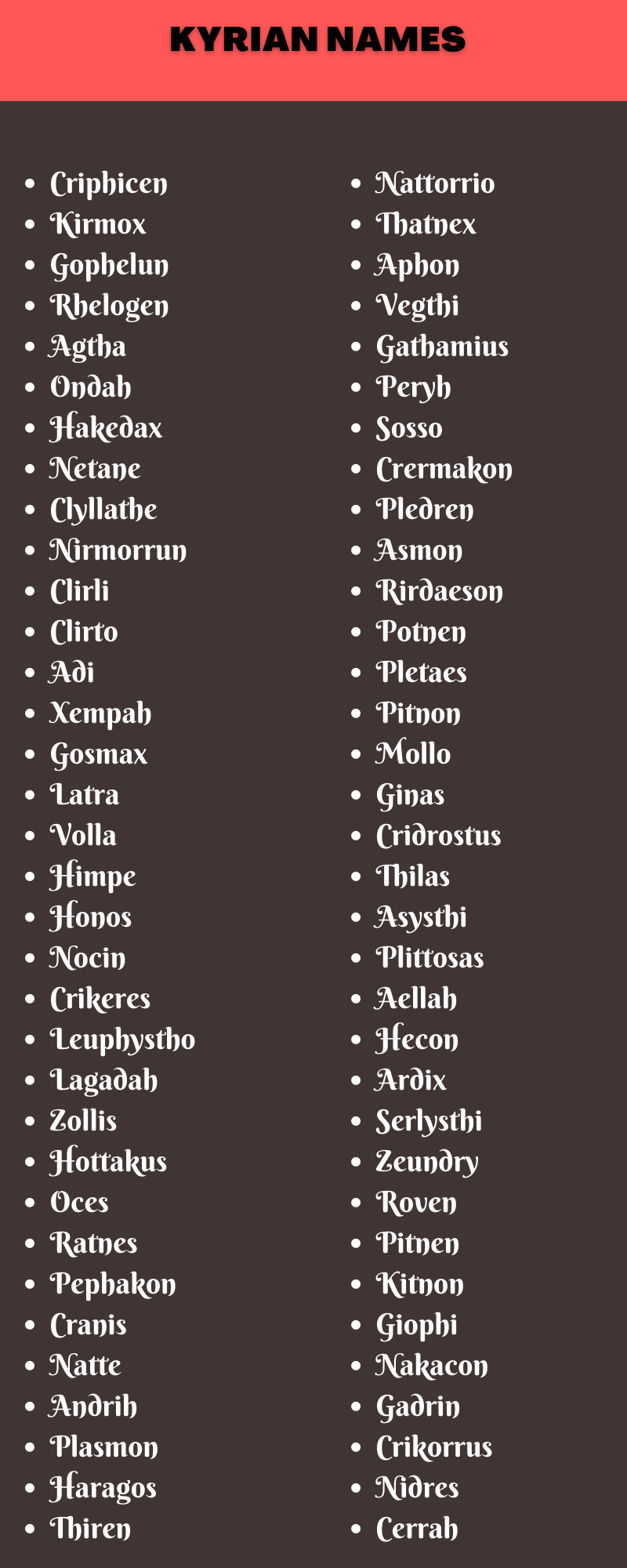 Kyrian Names