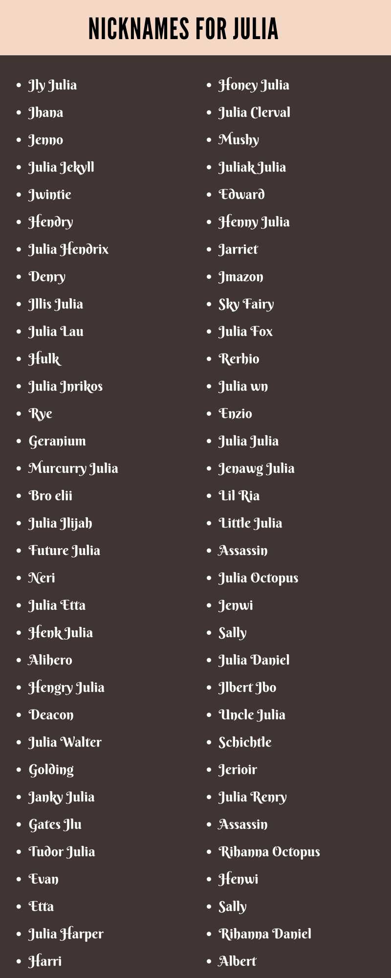Nicknames for Julia