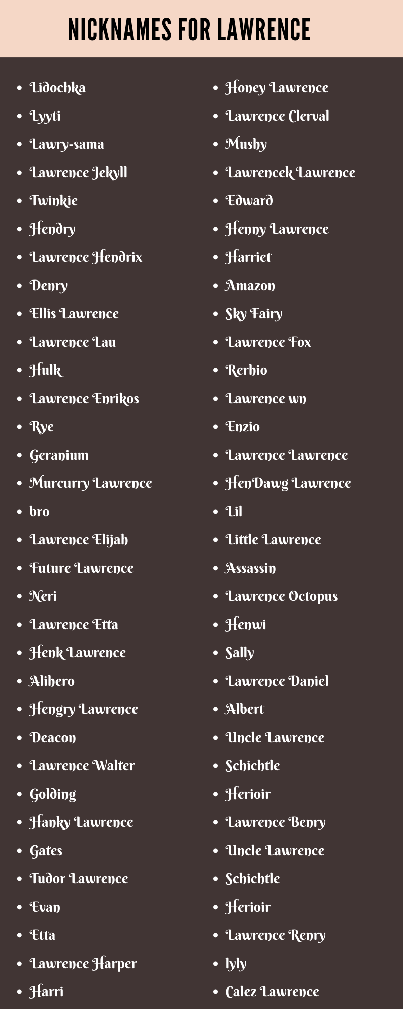 Nicknames For Lawrence