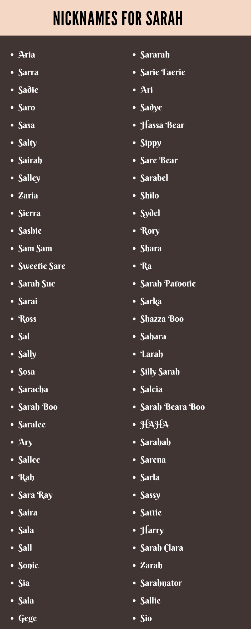 Adorable Nicknames for Sarah Ideas