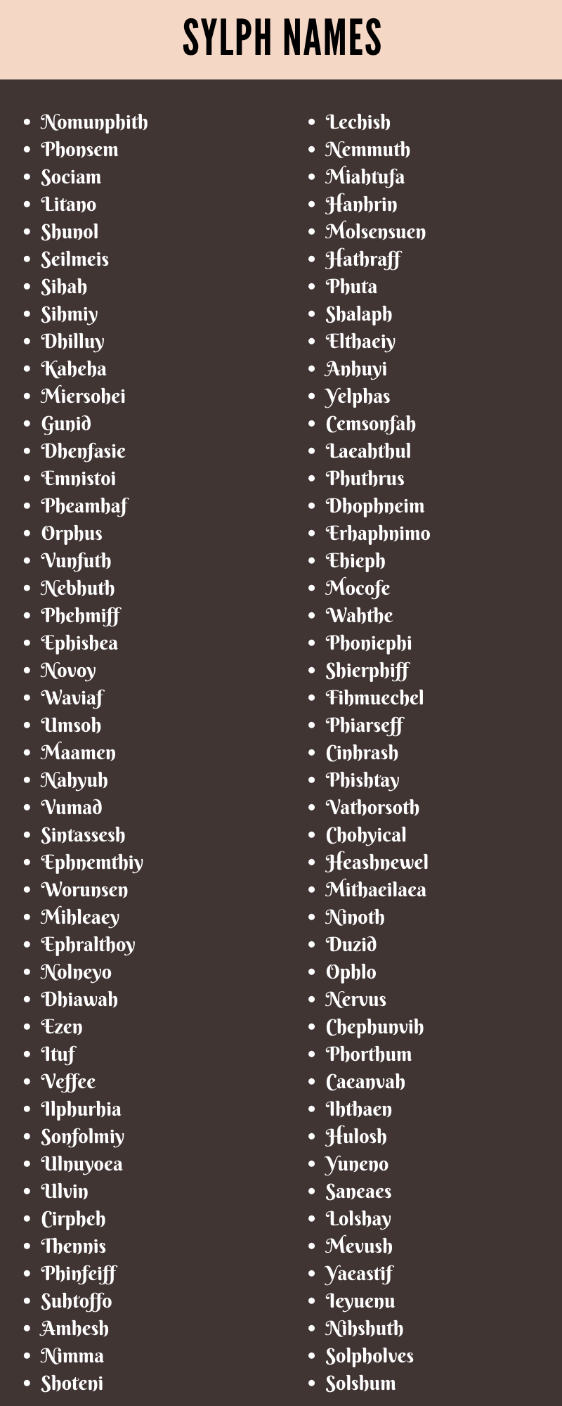 Sylph Names