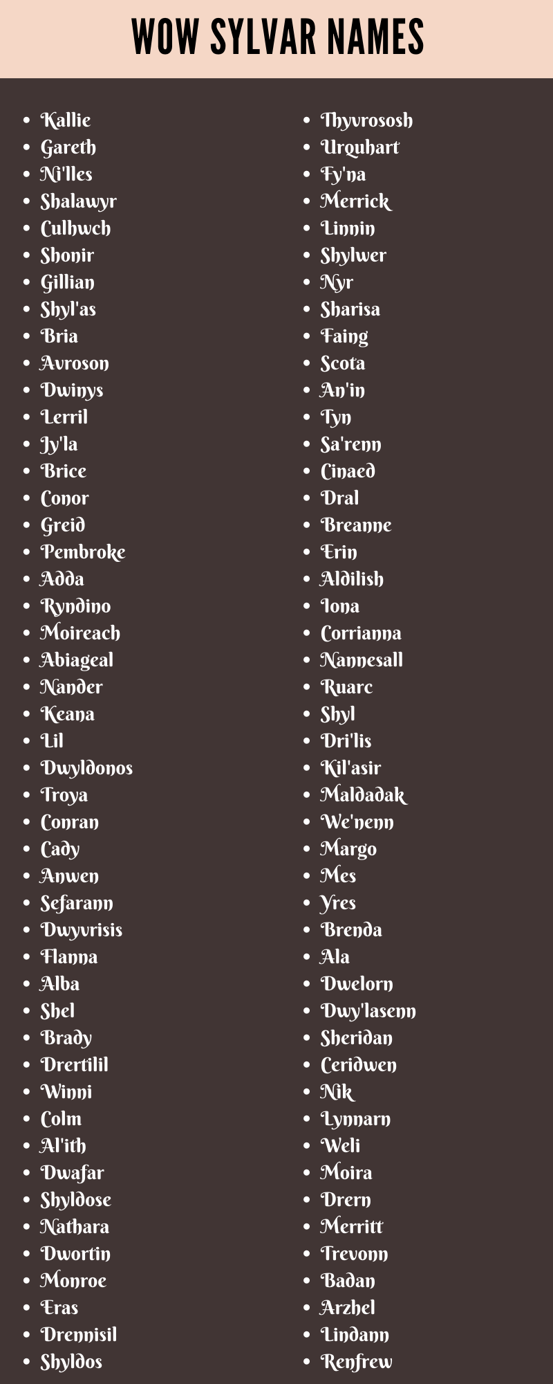Wow Sylvar Names