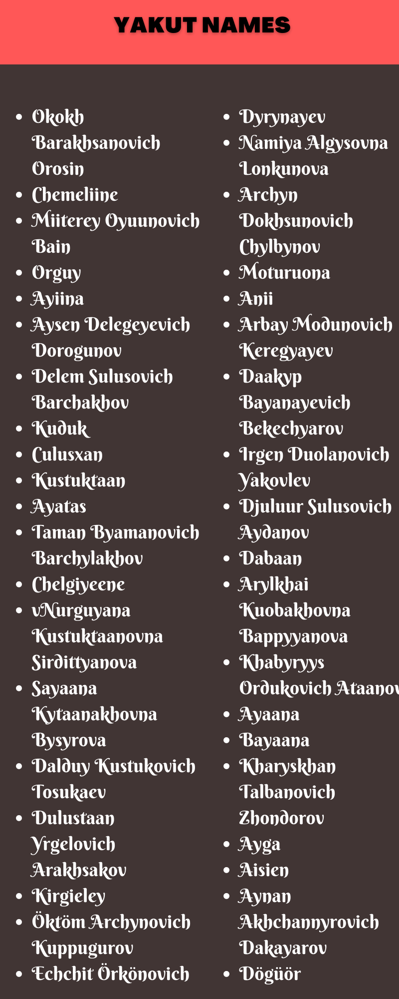 Yakut Names