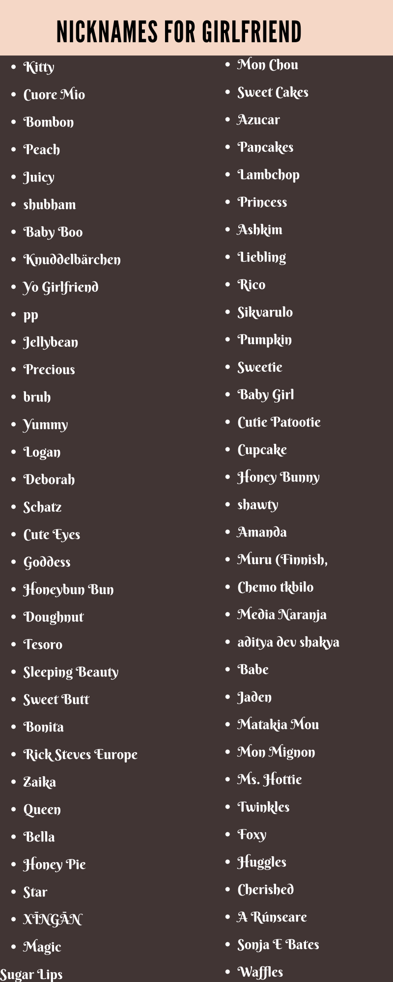 nicknames for girlfriend