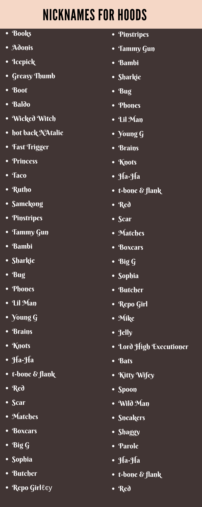 nicknames for hoods