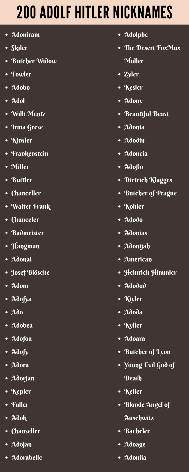 Adolf Hitler Nicknames