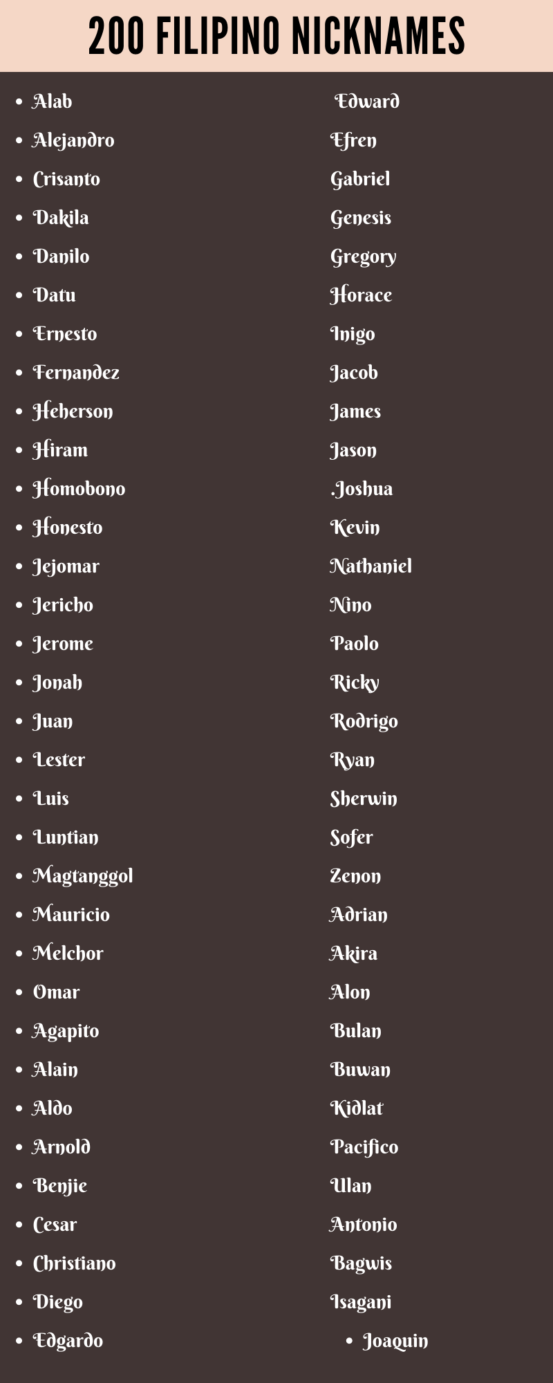 Filipino Nicknames