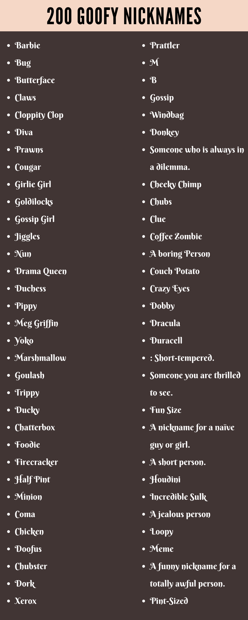 goofy nicknames