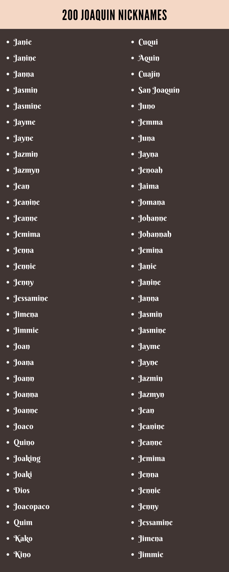 joaquin nicknames 