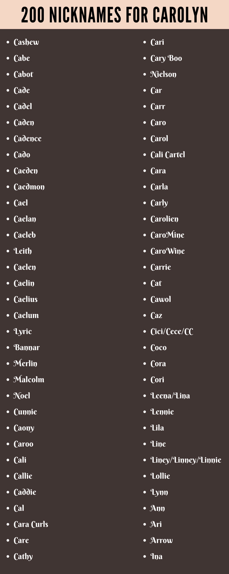 Nicknames For Carolyn