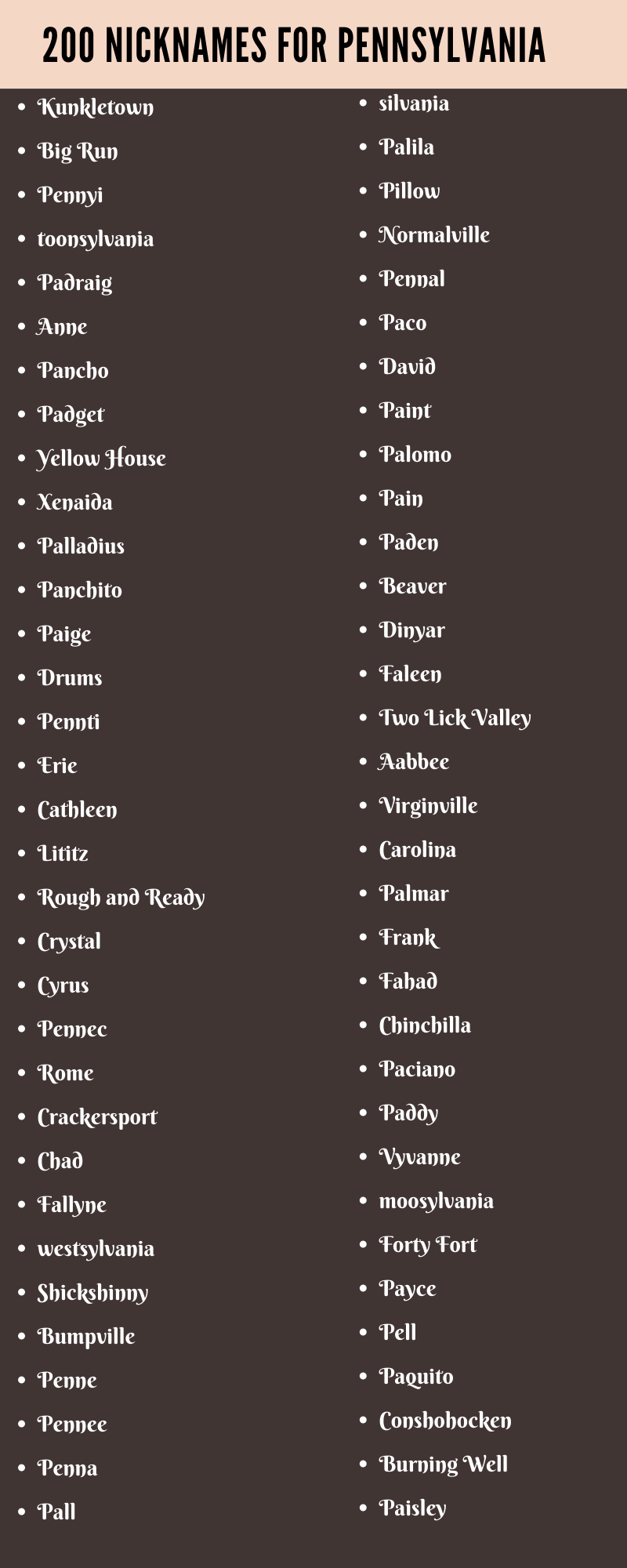 nicknames for pennsylvania