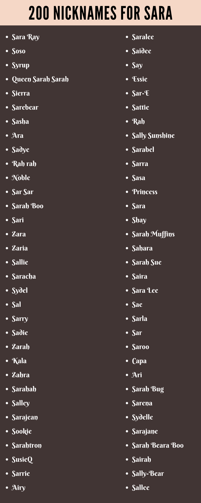  nicknames for sara