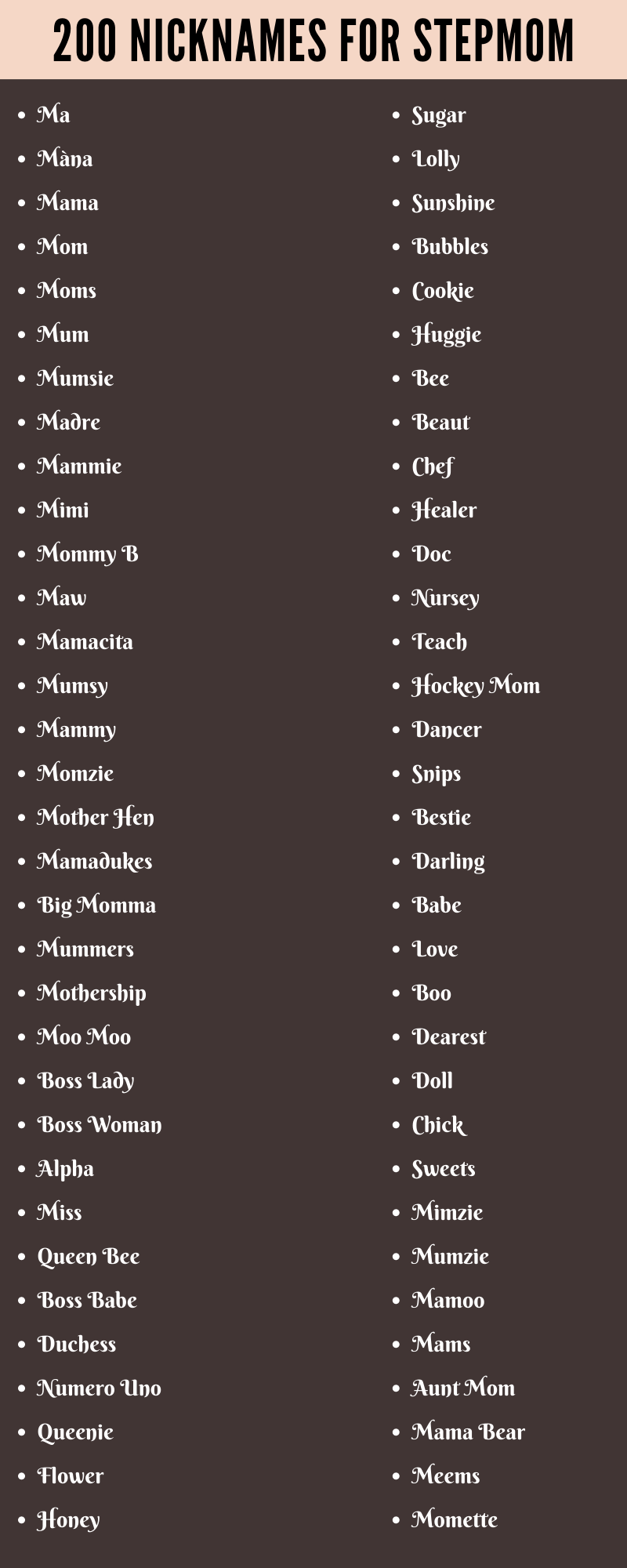 Nicknames For Stepmom 200 Adorable And Chunky Names