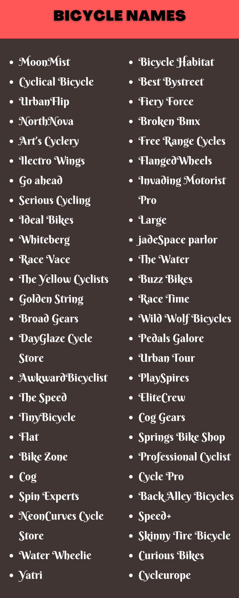 Bicycle Names