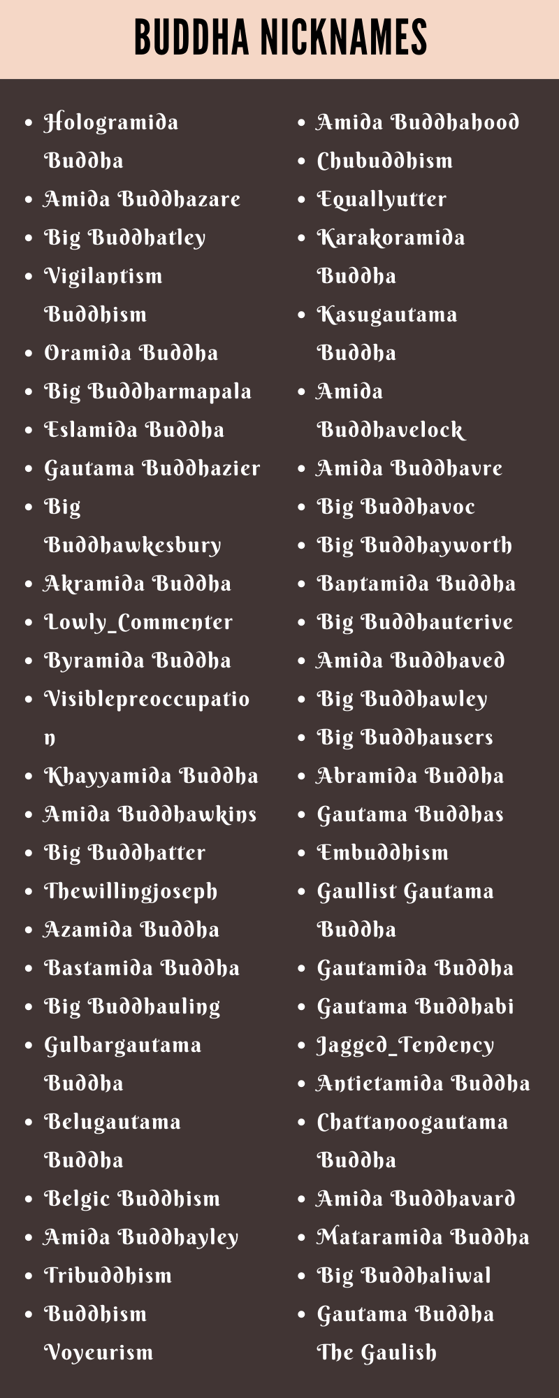 Buddha Nicknames