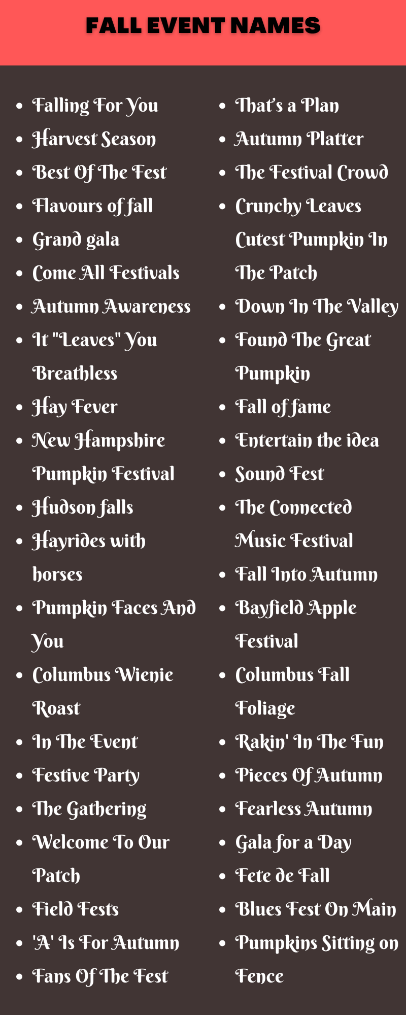 Fall Event Names