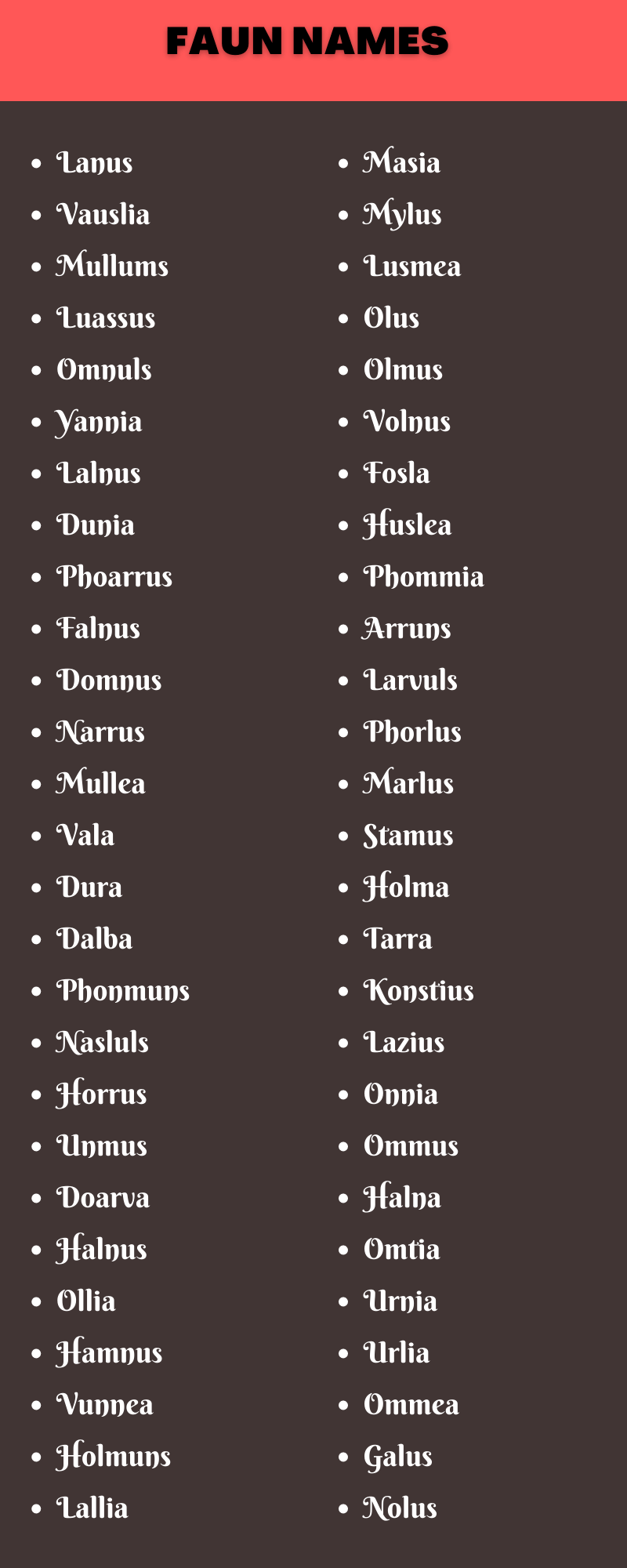 Faun Names