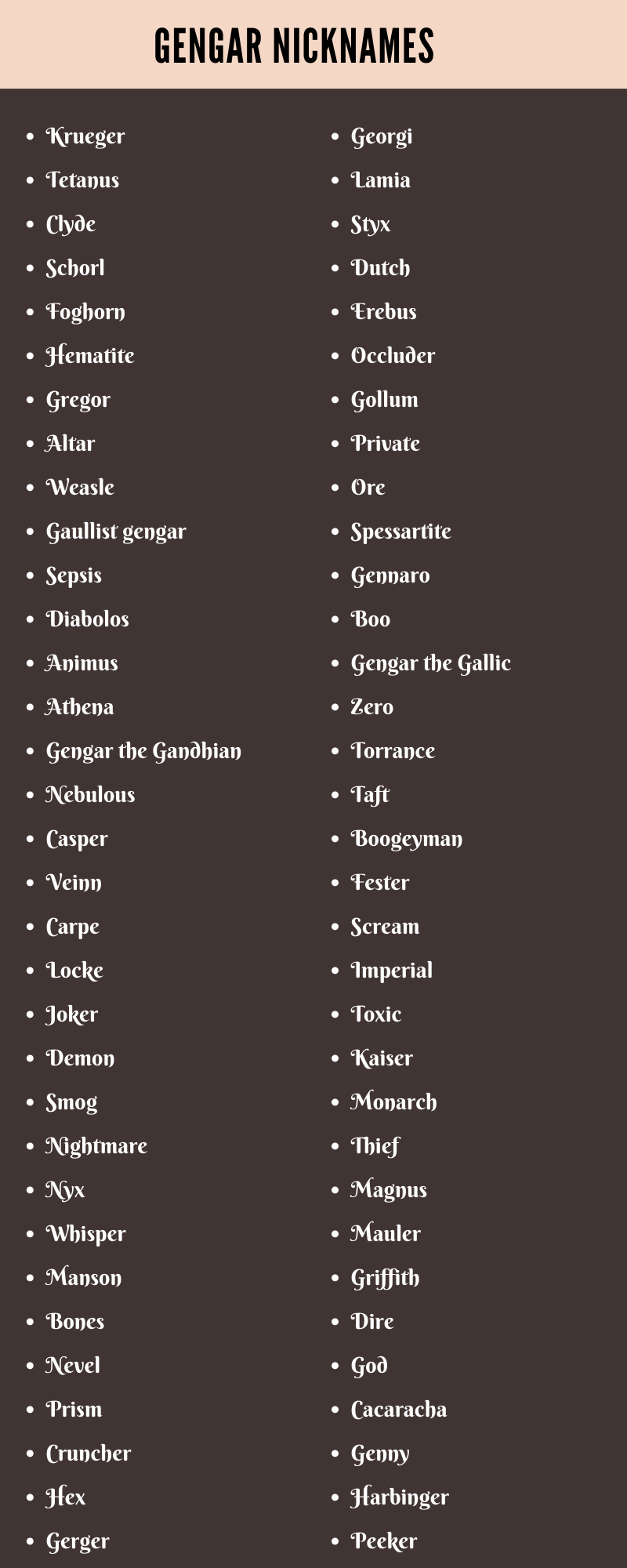 Gengar Nicknames: