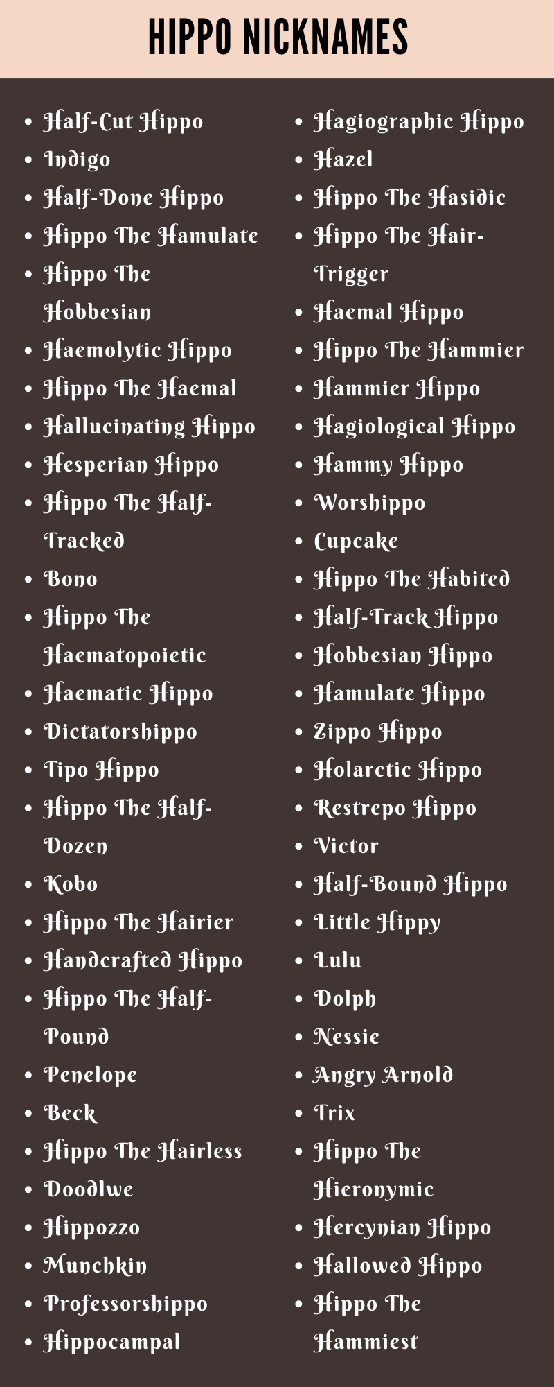 Hippo Nicknames