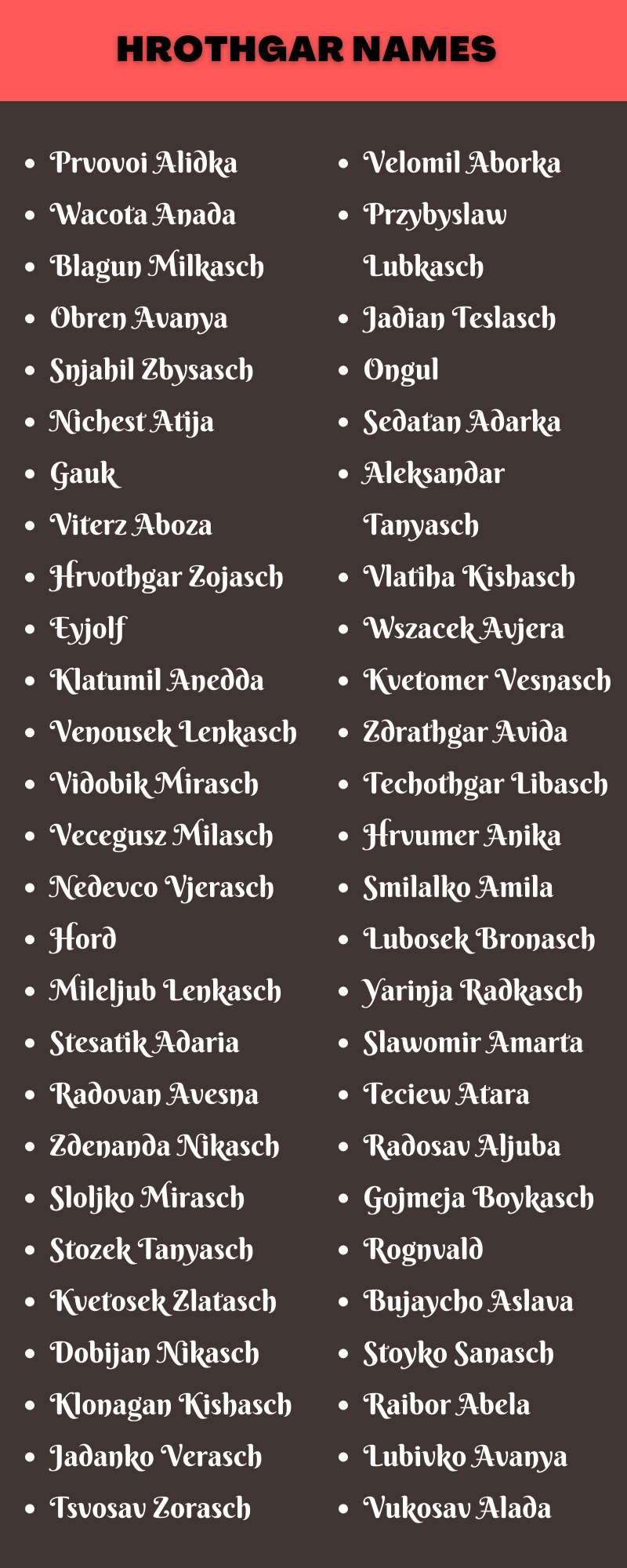 Hrothgar Names