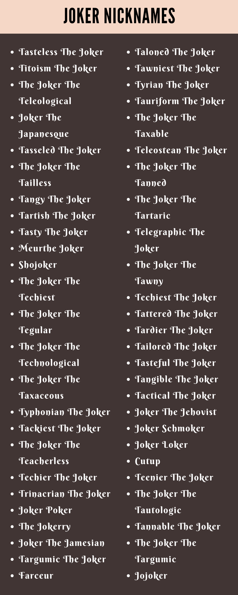 Joker Nicknames
