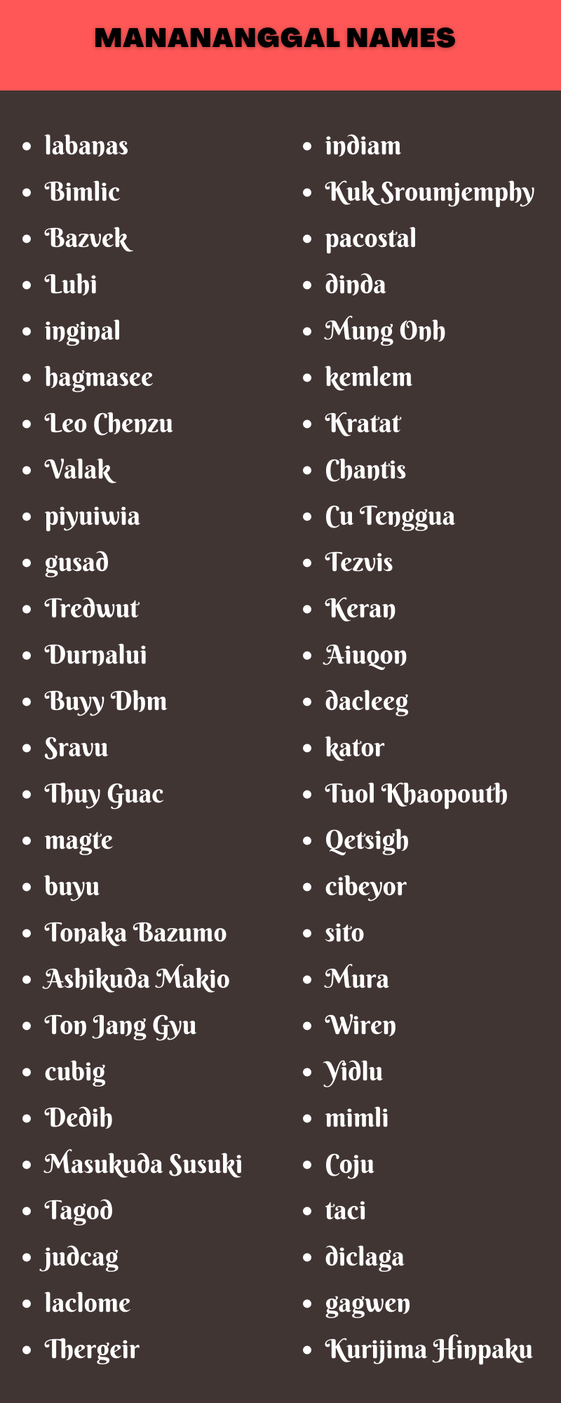Manananggal Names