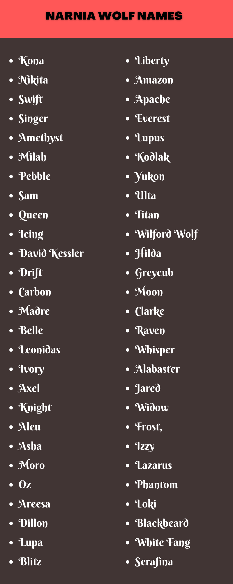 Narnia Wolf Names