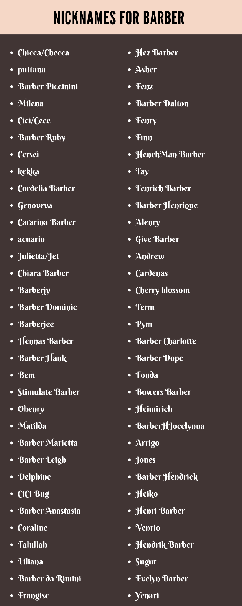 Nicknames For Barber